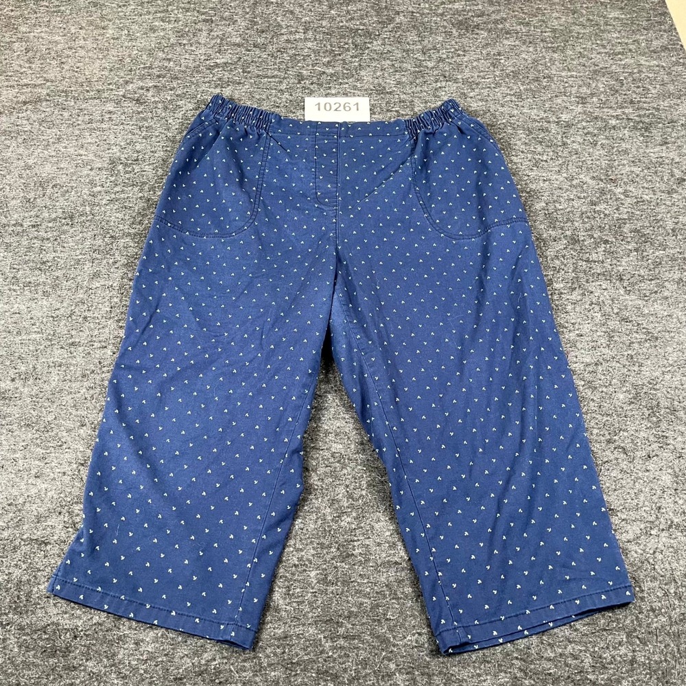 Alia Pajama Pants Women 16 Blue White Dotted Print Classic Elastic Waist Pull On